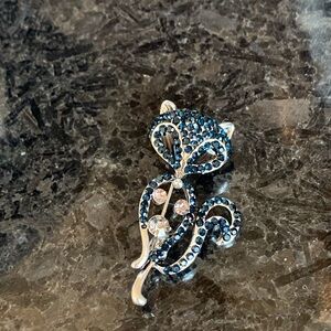Silver and Blue Fox Brooch